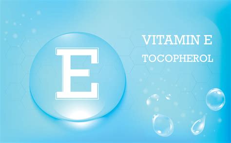 Water drop with Vitamin E, tocopherol, blue color and structure ...