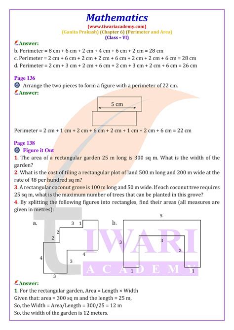 Class 6 Maths Ganita Prakash Chapter 6 Perimeter And Area Solutions