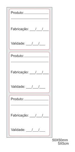 Etiqueta Bopp Linhas Validade Congelamento Parcelamento
