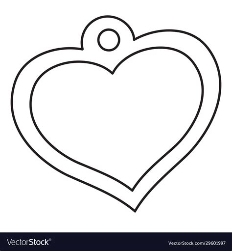 Heart-shaped medallion outline drawing isolated Vector Image