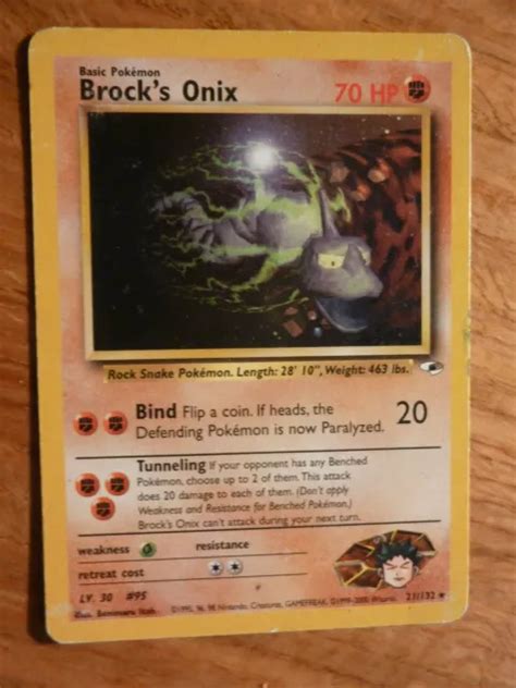 CARTE POKÉMON RARE Brock s Onix 70 HP 21 132 Gym Heroes version