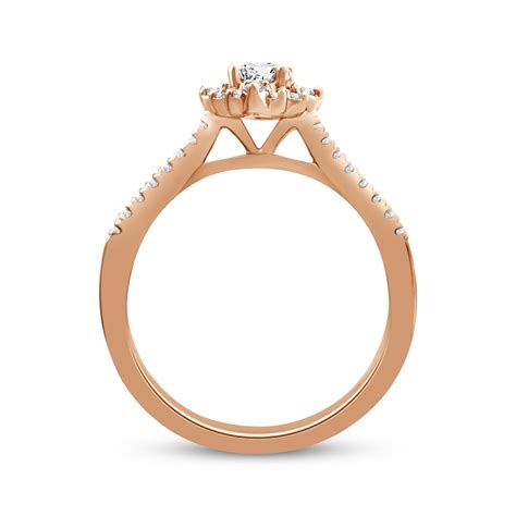 Oval Cut Diamond Starburst Halo Engagement Ring 1 2 Ct Tw 14k Rose Gold Kay