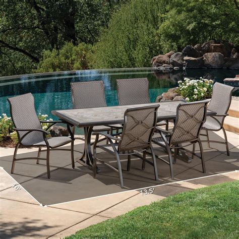 Sunvilla Preston 7pc Woven Dining Set Stationary Costco UK