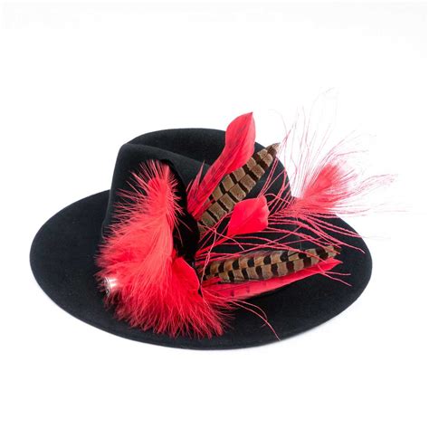 Jenna Black Fedora Hat With Feathers Grace And Dotty