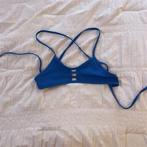 Jolyn Blue Adjustable Tie Back Bikini Top Sports Depop