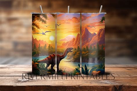 Dinosaurs Oz Tumbler Wrap Graphic By Rivermill Embroidery Creative