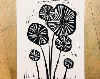 Flower linocut | Etsy