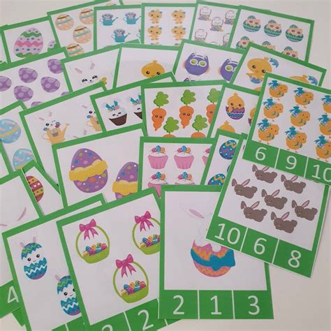 Easter Count Clip Cards Numbers 1 10 Count And Clip Activity Etsy