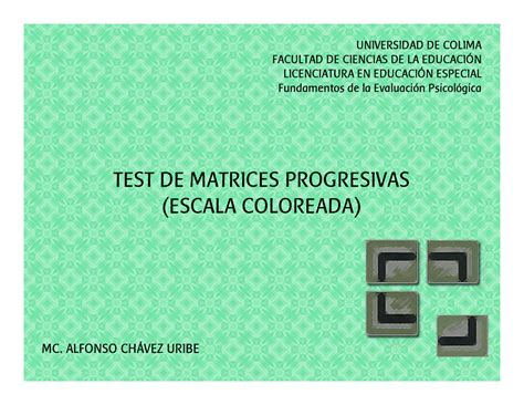 Raven Manual Test De Matrices Progresivas Escala Coloreada