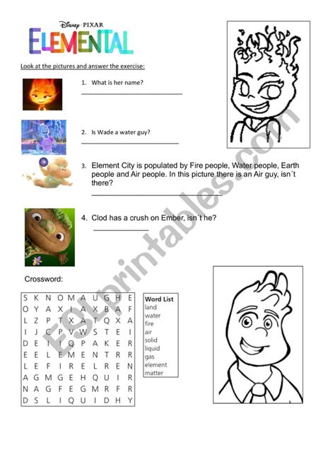 Elemental Movie Esl Worksheet By Procei