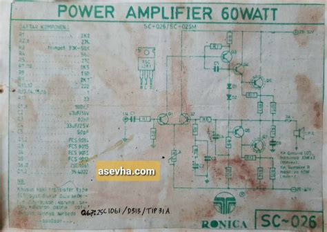 Skema Power Amplifier Watt By Ronica Sc Tutorial Desain Hoby