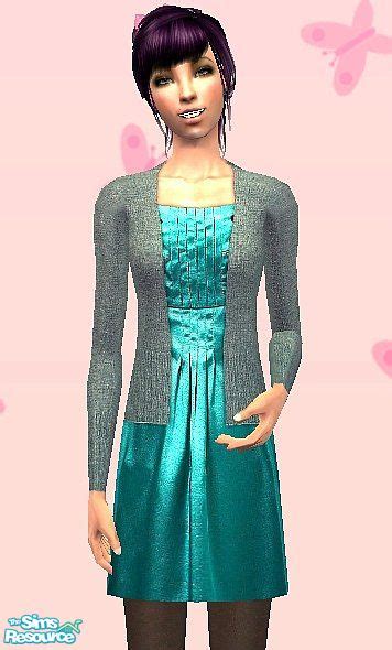 The Sims Resource Ditsy Dresses Blue Dress