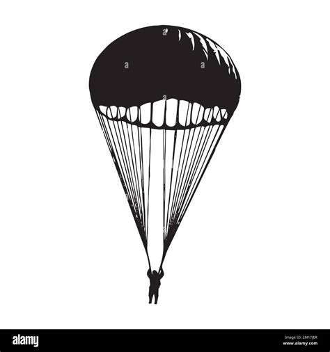 Vector Illustration Of Skydiving Parachuting Silhouette Stock Vector