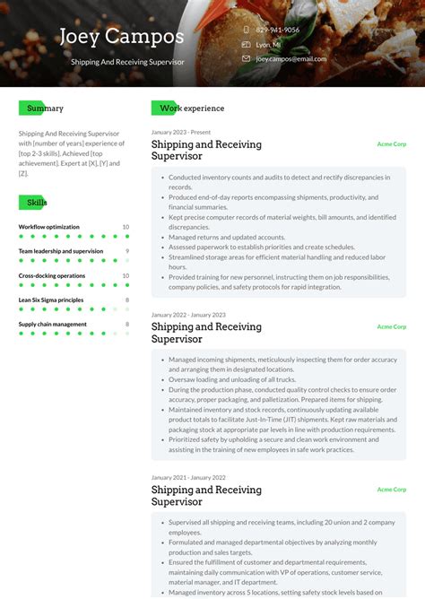 Shipping And Receiving Supervisor Resume Examples And Templates