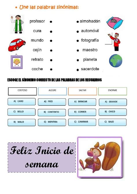 Actividad De Los Sinónimos Worksheet Live Worksheets