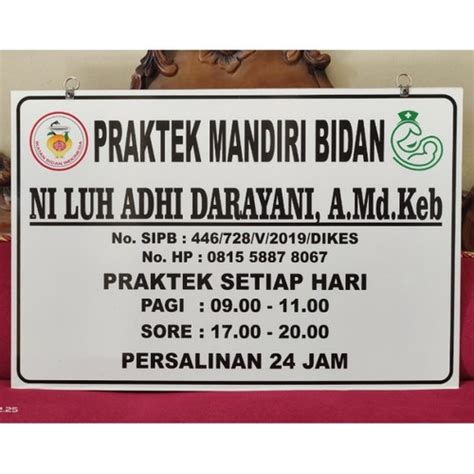 Jual Plang Acrylic Ukuran 30x45 Papan Akrilik Praktek Bidan Dokter