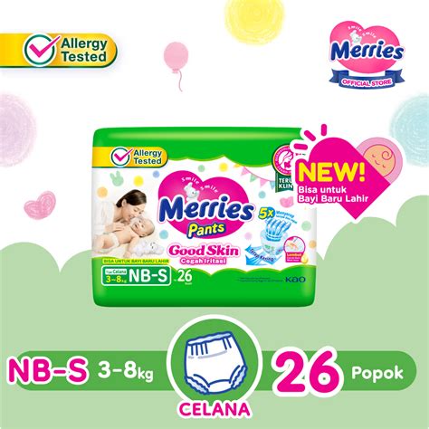 Jual Merries Good Skin Pants Popok Bayi NB S 3 8kg Isi 26 Buah