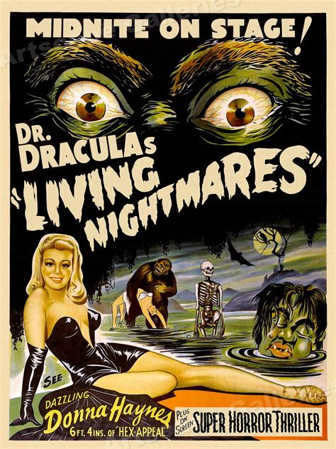 Dr Draculas Living Nightmares S Vintage Old Sci Fi Movie Poster