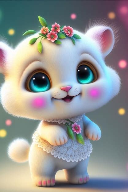 Premium AI Image | White cat with a flower crown on its head generative ai