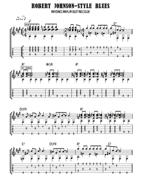 Sheet Music With The Words Robert Johnson Style Blues