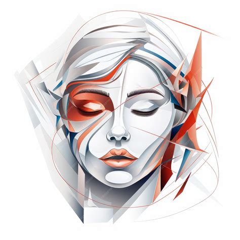 Futurismo Vectorial Paralelo Ilustración Cubista Abstracta Del Rostro De La Mujer Foto Premium