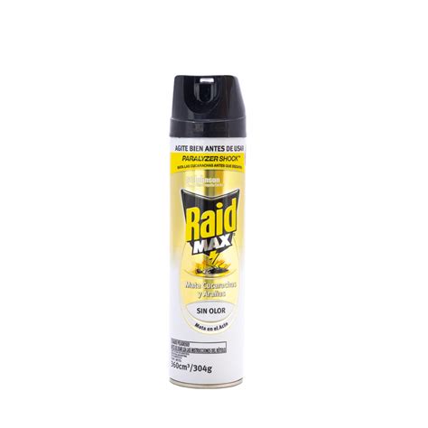 RAID MAX INSECTICIDA EN AEROSOL MATA CUCARACHAS Y ARA AS SIN OLOR 304