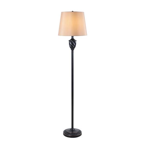 Kenroy Home Torque 58 In Oil Rubbed Bronze Floor Lamp With Gold Shade