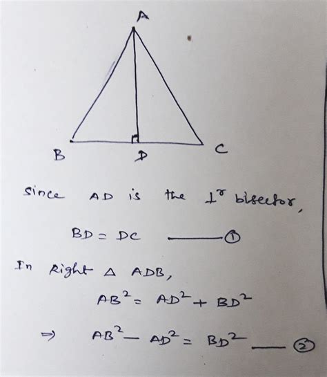 In ΔABC AD is the perpendicular bisector of BC See adjacent figure