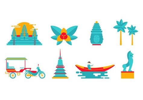 Cambodia Landmark and Culture Vector 162583 Vector Art at Vecteezy