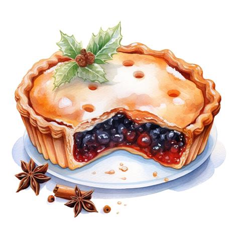 Premium PSD Mince Pie Foods Illustration Watercolor Style Ai Generated