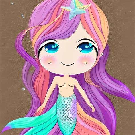 Boho Pastel Mermaid Graphic Happy Kawaii Mermaid Graphic Anime Mermaid