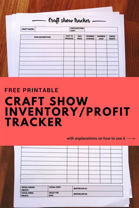 Free Printable Craft Show Inventory Profit Tracker To Make Vendors