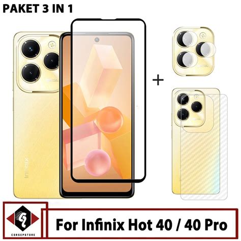 Layar 3 IN 1 กระจกนรภยหนาจอ Infinix Hot 40 Pro Hot 40 กลองลาสด และ Garskin Shopee Thailand