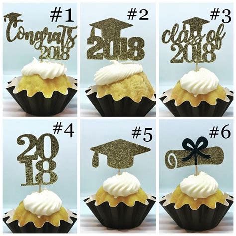 2023 Graduation Glitter Cupcake Toppers Graduation Cupcake Etsy