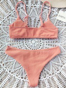 High Cut Bralette Bikini Set In ORANGEPINK ZAFUL 2024