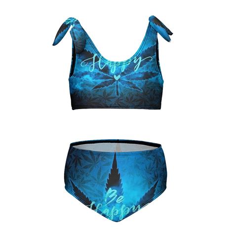 Black Maple Leaf Girl S Piece Bikini Set Beach Sport Swimsuit Swimwear Y Cm Walmart
