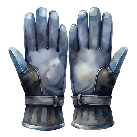 vintage leather gloves  buckles hand drawn watercolor illustration