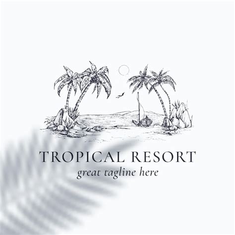 Palm Trees Tropical Resort Vista Insignia O Plantilla De Logotipo Playa