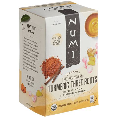 Numi Organic Turmeric Tea Numi Organic Three Roots Turmeric Tea Bags 12box