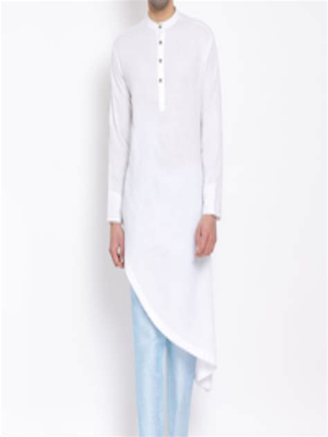 Buy Devoiler Men White Asymmetric Hem Kurta Kurtas For Men 13796322