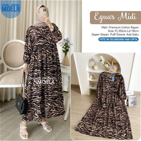 Jual Eguar Nilon Wimi Midi Dress By Moela Shopee Indonesia