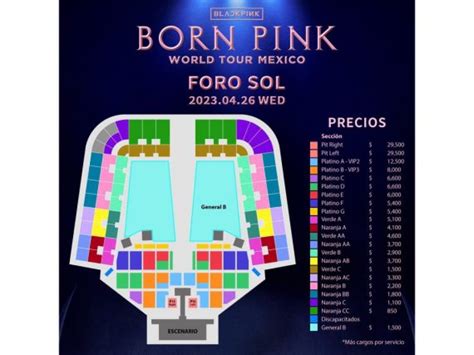 Mapa Precios Foro Sol Blackpink Mexico