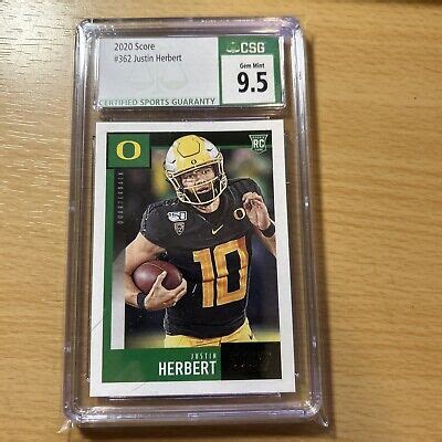 2020 Panini Score Justin Herbert Rookie Card CSG 9 5 EBay