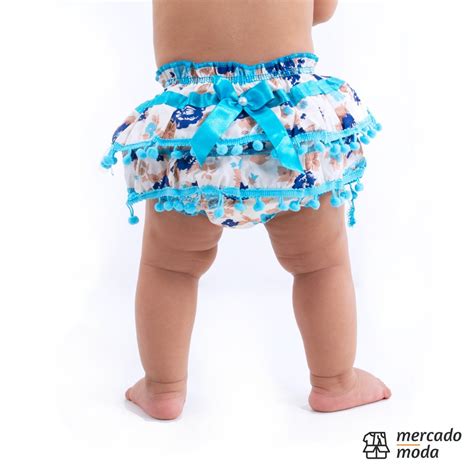 Kit 15 Calcinha Bebê Infantil Bunda Rica Tapa Fraldas Pompom no Elo7