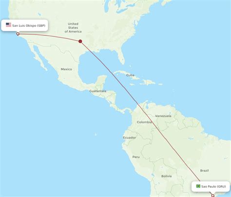 All Flight Routes From Sao Paulo To San Luis Obispo Gru To Sbp