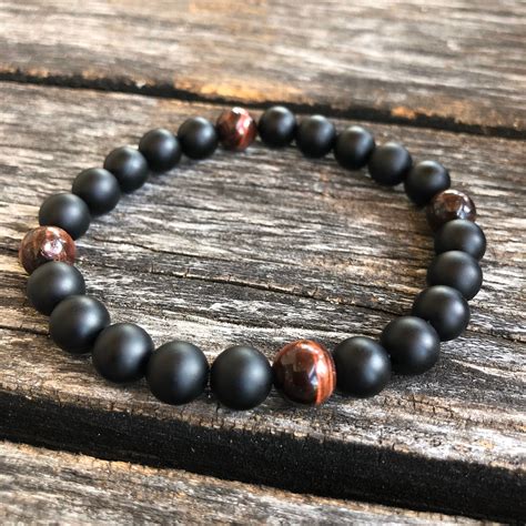 Matte Onyx Bracelet Black Onyx Bracelet Onyx Beaded Etsy