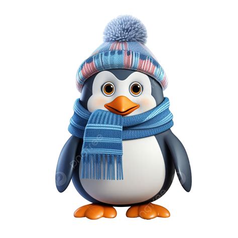 Penguin In A Winter Hat And Scarf, Bird, Wildlife, Wild PNG Transparent Image and Clipart for ...