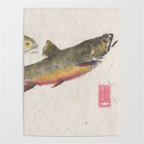 Pair Of Brook Trout Gyotaku Poster By Fresh Catch Gyotaku Society