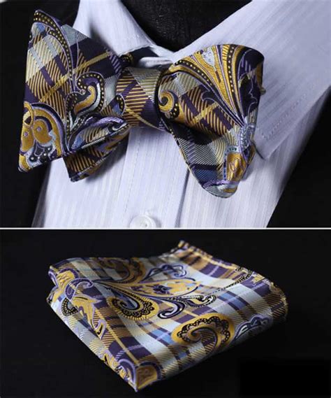 Ftoral Silk Jacquard Woven Men Bow Tie Wedding Butterfly Self Bow