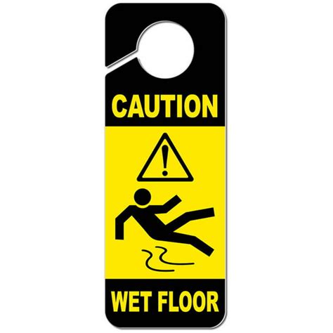 Caution Wet Floor Plastic Door Knob Hanger Sign